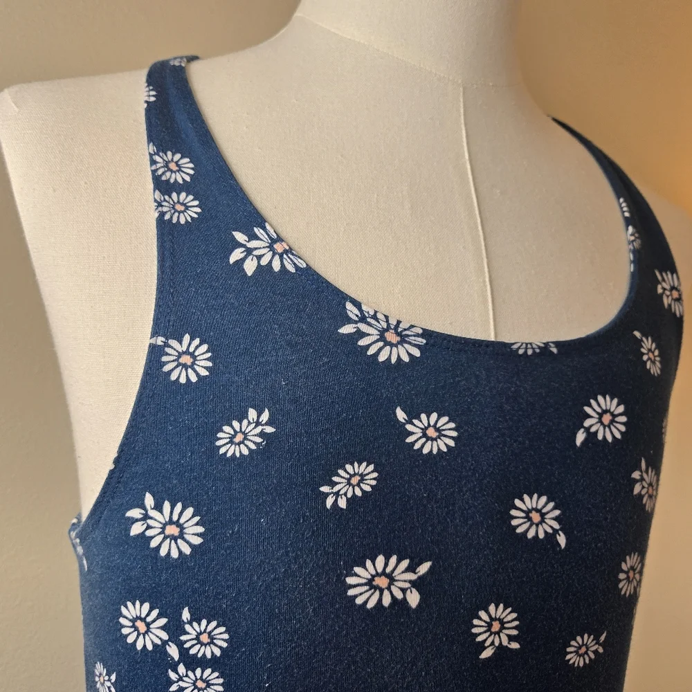Abercrombie & Fitch Daisy Print Maxi Dress Blue Size Large